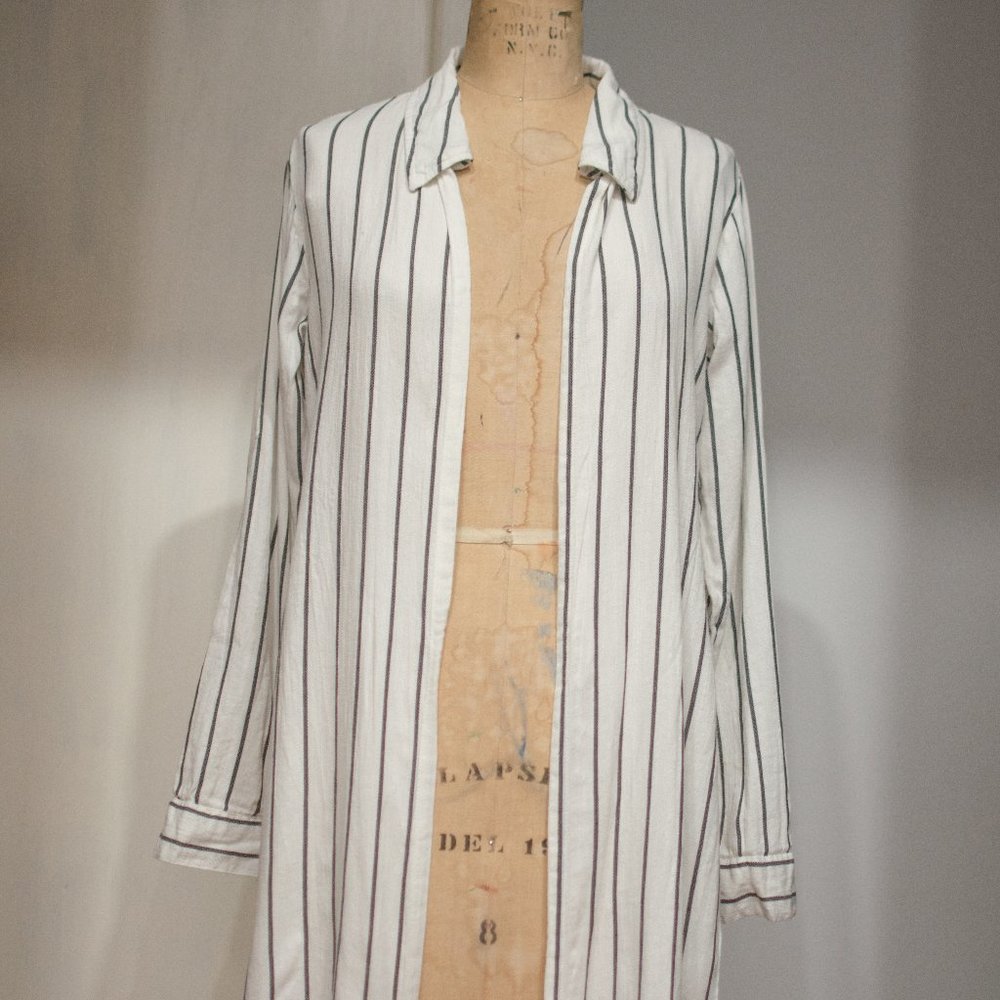 Long Striped Split Leg Open Tunic Cardigan